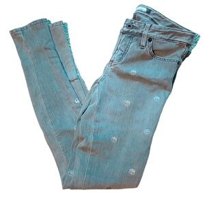 Modernsaints Juniors size 1 gray jeans w/ embroidered skulls made in Los Angeles